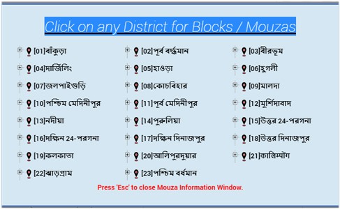 Moza Informations Banglarbhumi West Bengal popup
