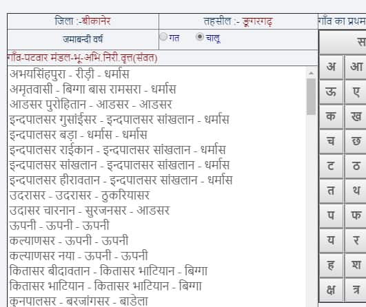 Rajasthan Apna Khata Village List