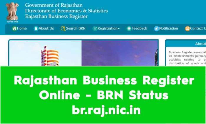 Rajasthan Business Register Online BRN Status br.raj.nic.in