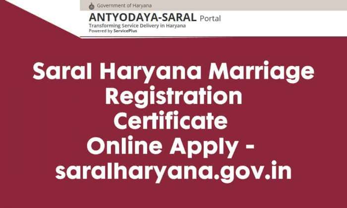 Saral Haryana Marriage Registration Certificate Online Apply saralharyana.gov.in
