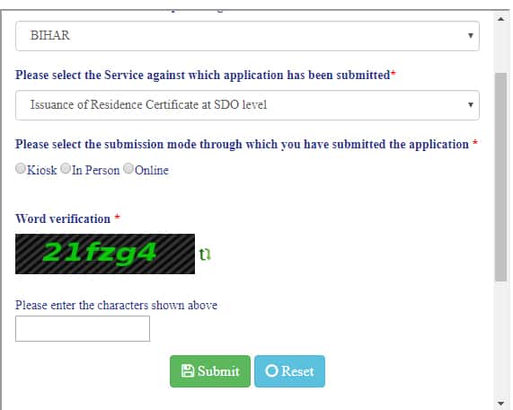 Bihar Resident Certificate Application Status Online 