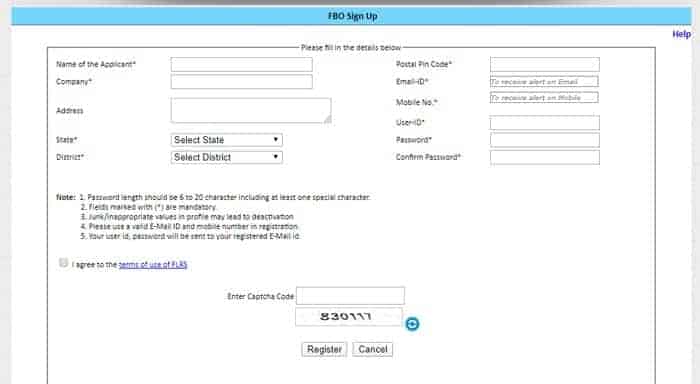 FSSAI License Application Register